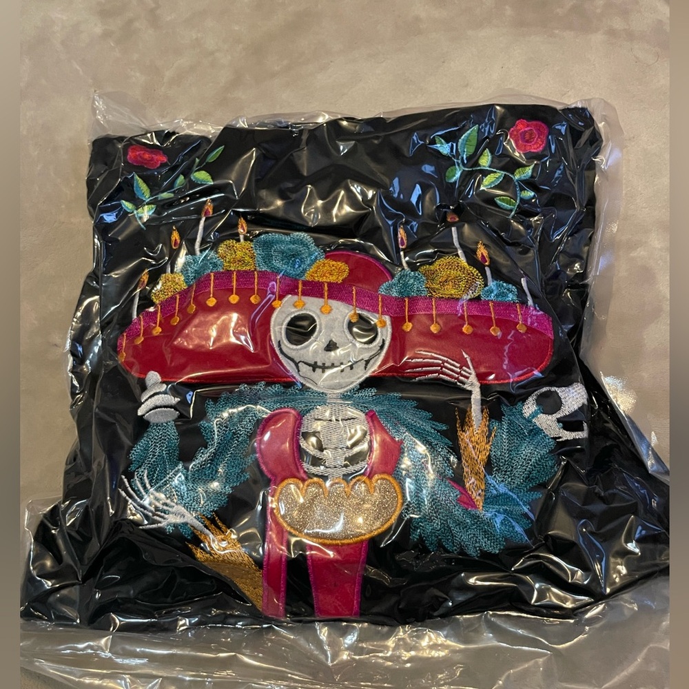 Dia de Los Muertos Catrina Embroidered Appliqué Throw Pillow NEW